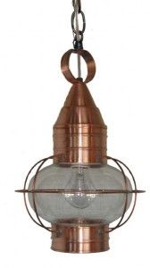 Solid Copper Hanging Onion Light with Clear glass