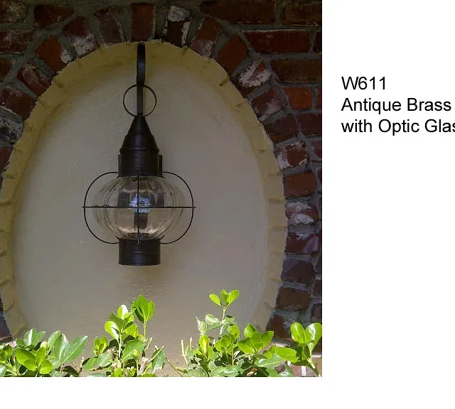 antique brass onion light with optic glass