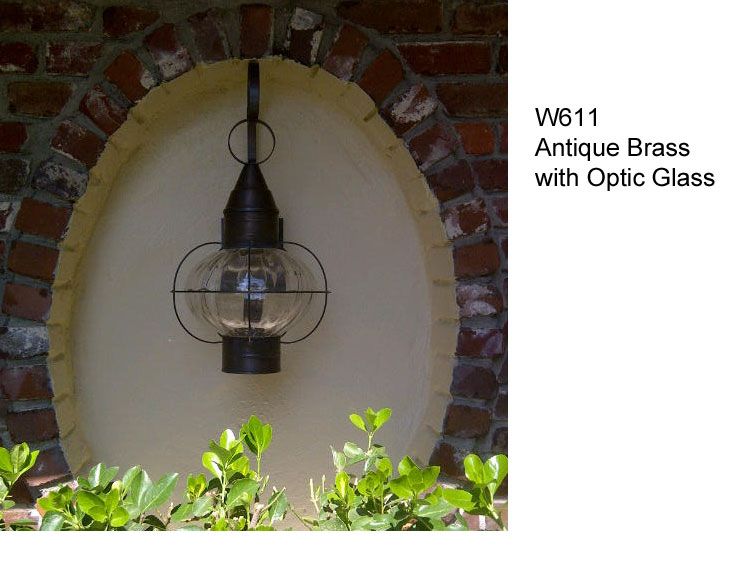 antique brass onion light with optic glass