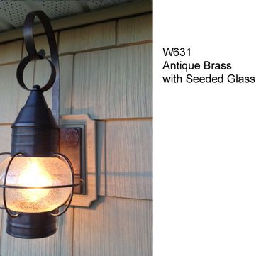 antique brass onion light with seeded glass