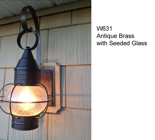 antique brass onion light with seeded glass