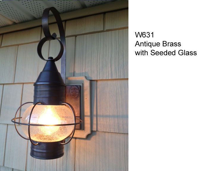 antique brass onion light with seeded glass