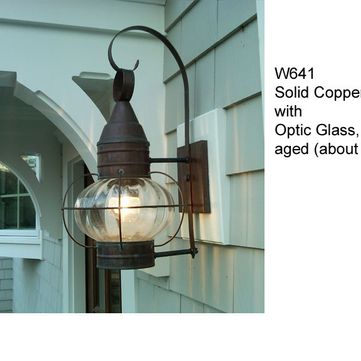 solid copper onion light with optic glass