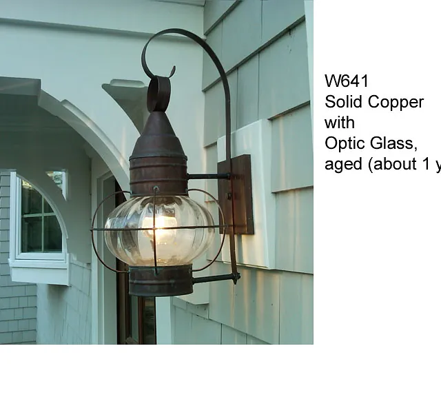 solid copper onion light with optic glass