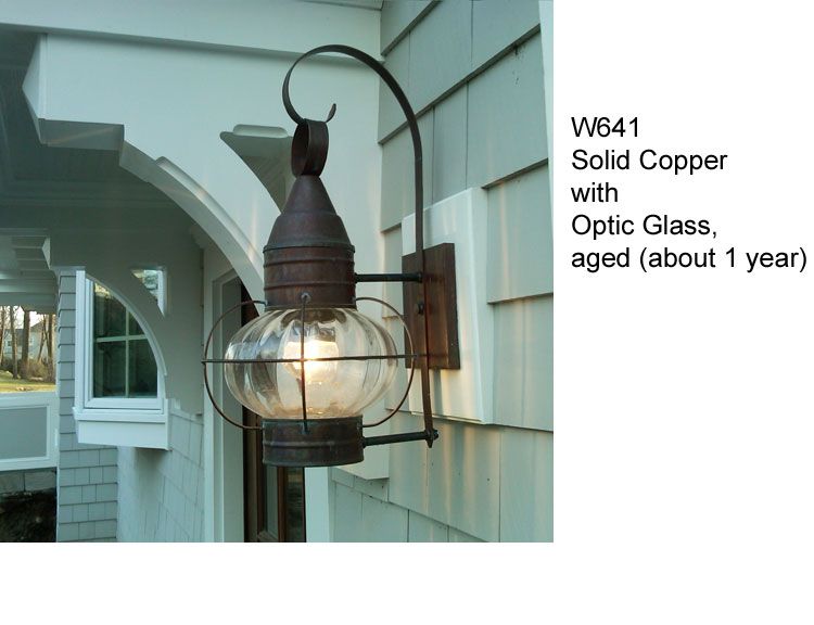 solid copper onion light with optic glass